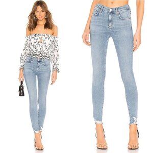 Agolde Sophie High Rise Skinny Jeans Distressed Blue Scheme, Sz 26